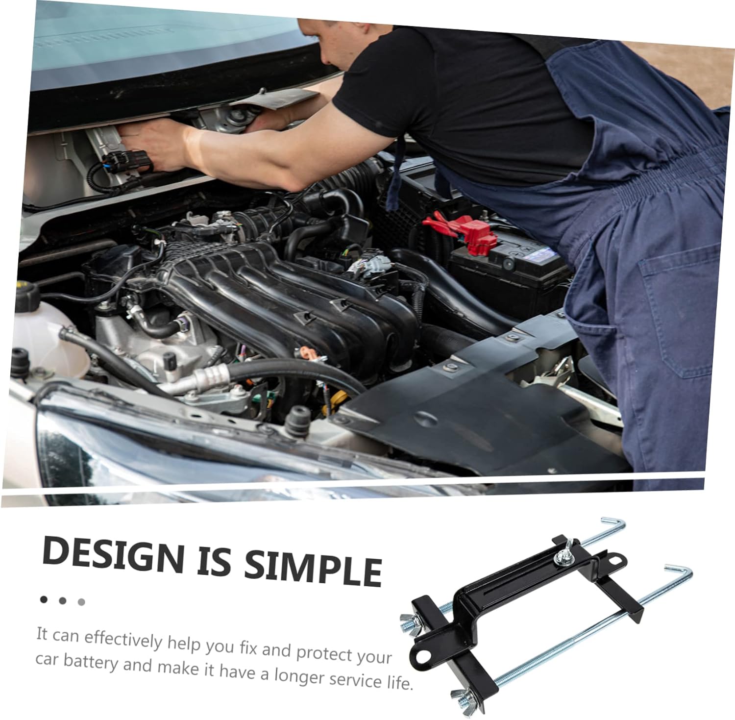 Car Battery Stabilizer Metal Bracket Adjustable Battery Hold down and for Secure Installation Cars and Trucks