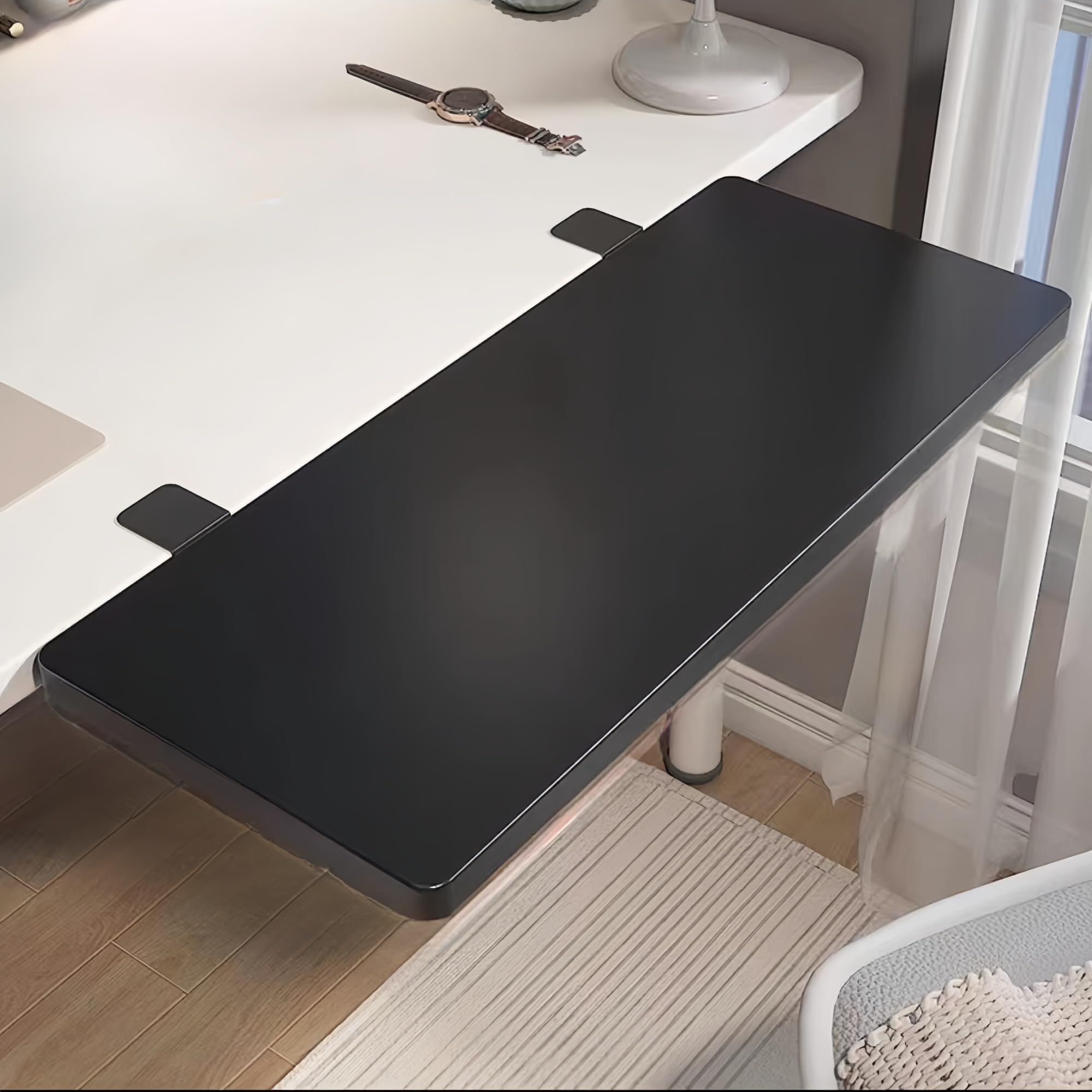 Bandeja extensible ergonómica de escritorio de 120 x 20 cm, plataforma de teclado para escritorio de computadora, fácil de instalar, tablero de extensión de escritorio de oficina, altura ajustable