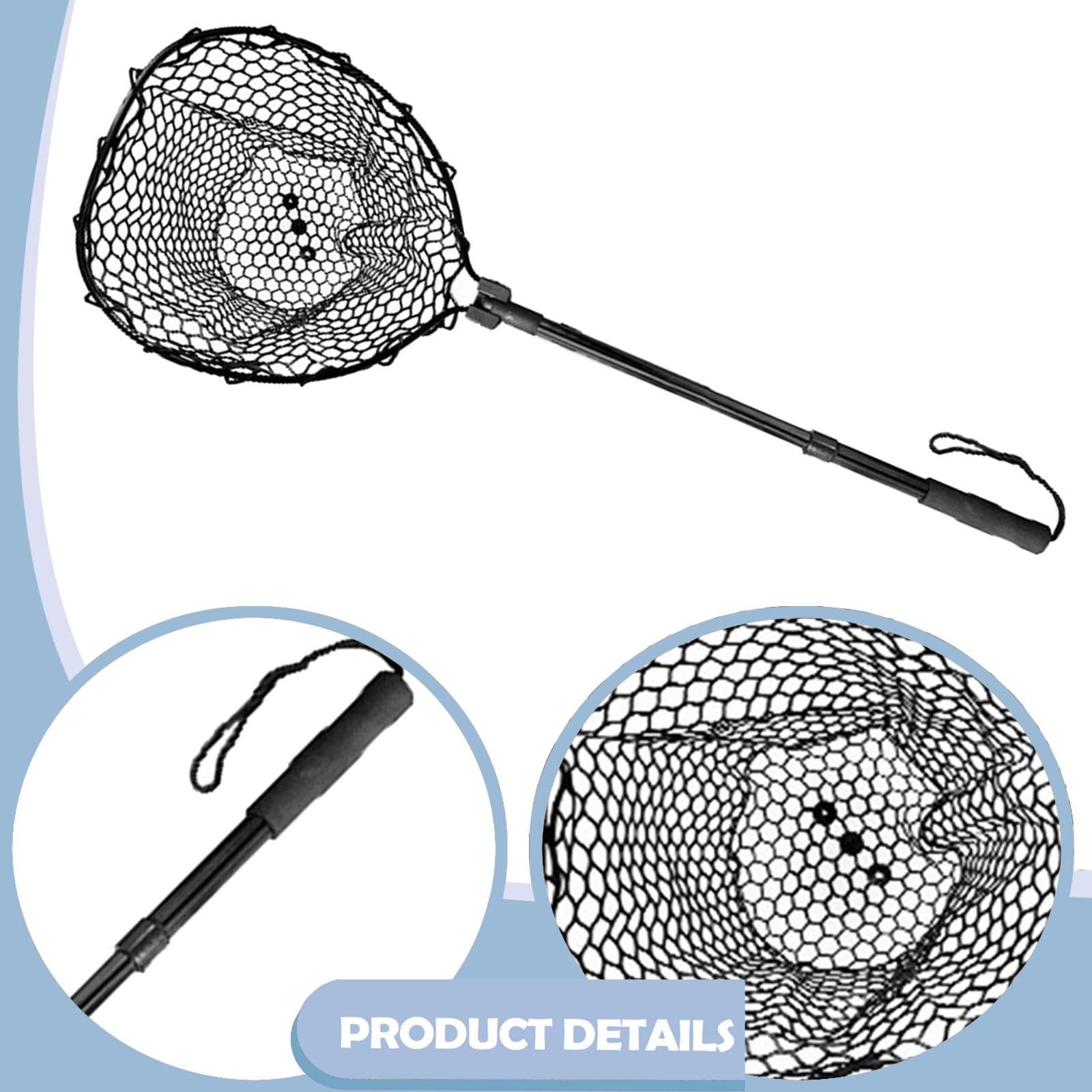 Red para Pesca Plegable Telescópica con Marco de Aluminio Malla de Silicona Suave Y Profunda Mango EVA Cómodo Adecuada para Pesca Deportiva Uso en Lag