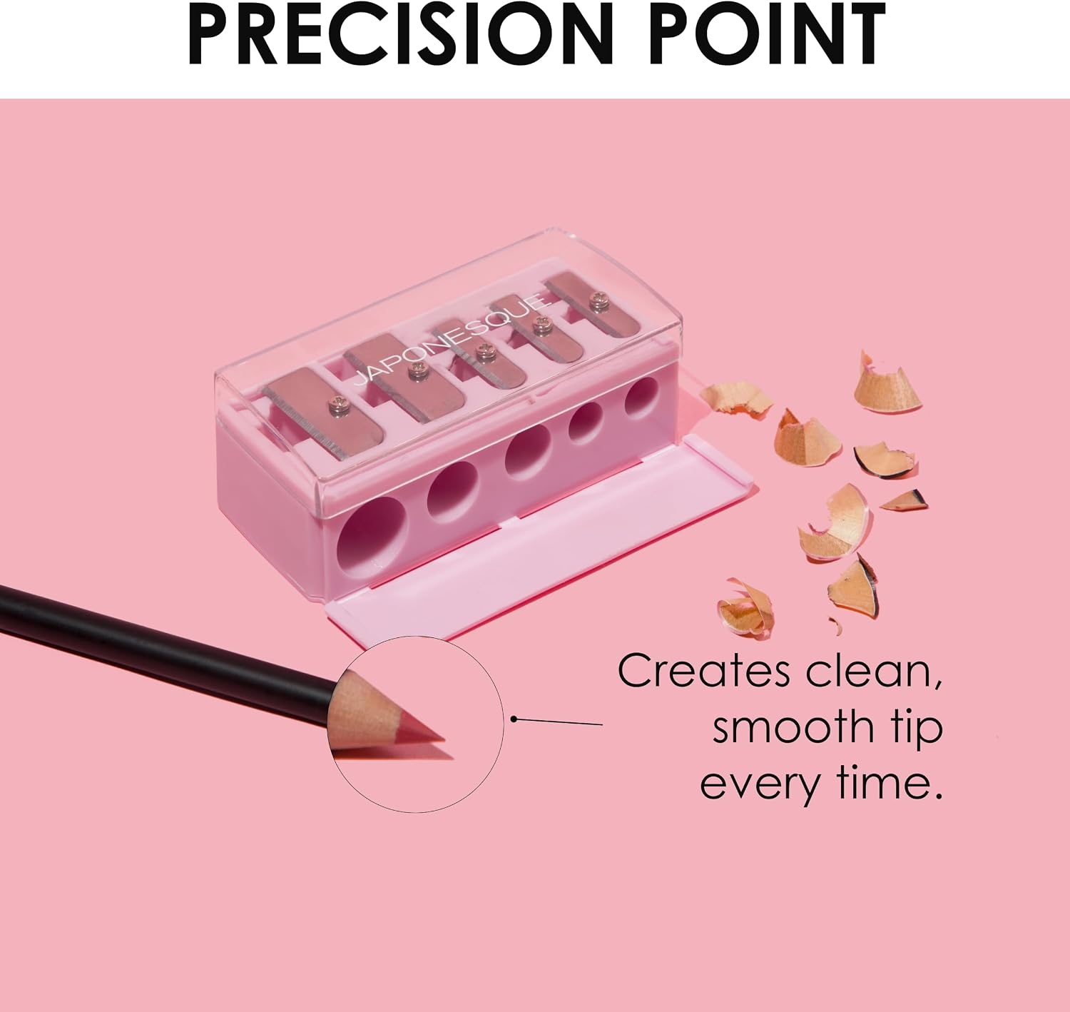 Japonesque Makeup Pencil Sharpener Fits Five Pencil Sizes Mini to Jumbo