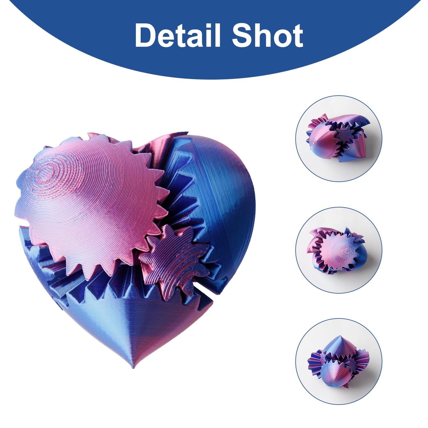 Hopzab 3D Printed Heart-Shaped Fidget Toy, Steampunk Heart Sphere, Helix Screw Design for Stress & Anxiety Relief - Image 3