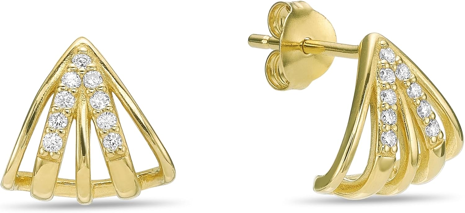 Lavari Jewelers 1/6 Carat Round Lab Grown Diamond Caged Earrings for Women I Elegant 18k Yellow Gold Plated 925 Sterling Silver Stud Earrings for Her I Hypoallergenic Push Back Studs - Image 4