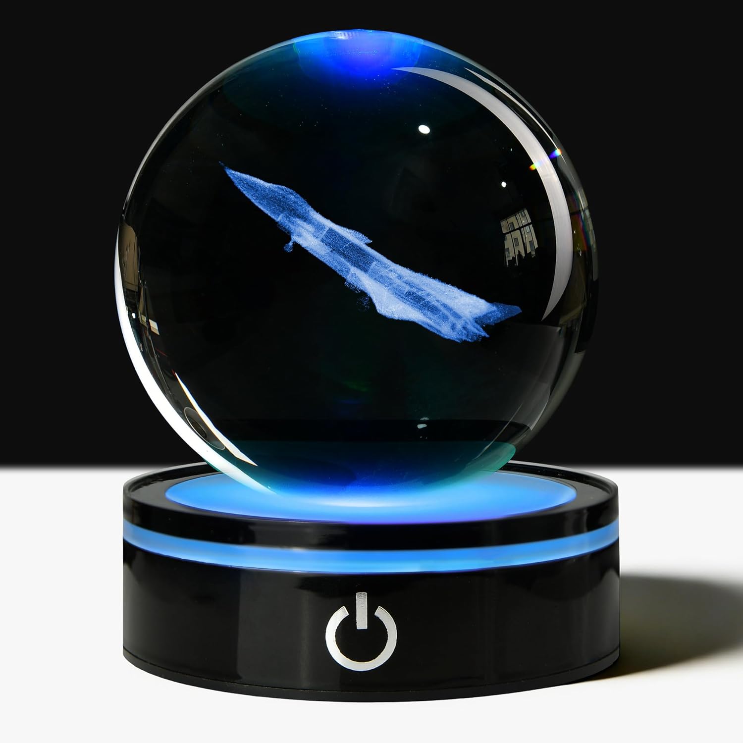 3D Cat Crystal Ball with LED Stand, 80mm Glass Sphere Night Light Lamp, Crystal Animal Figurines Collectibles,Cat Lover Gifts for Women