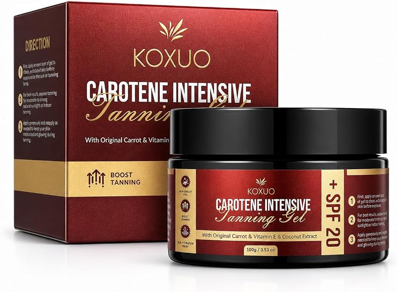 Gel bronzeador KOXUO com caroteno, óleo de coco, extrato de cenoura e vitamina E, 100 g