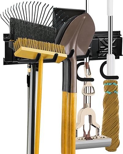 Sistema de almacenamiento de herramientas de garaje resistente, organizador de herramientas de patio montado en la pared de 17 pulgadas con 2