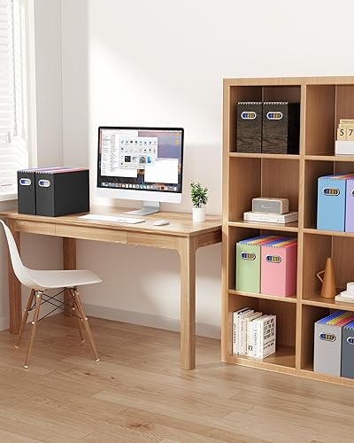 Vista 85 de Oterri - Organizador de archivos, caja de almacenamiento pequeña, organizador de cartón, caja plegable para colgar carpetas, tamaño carta