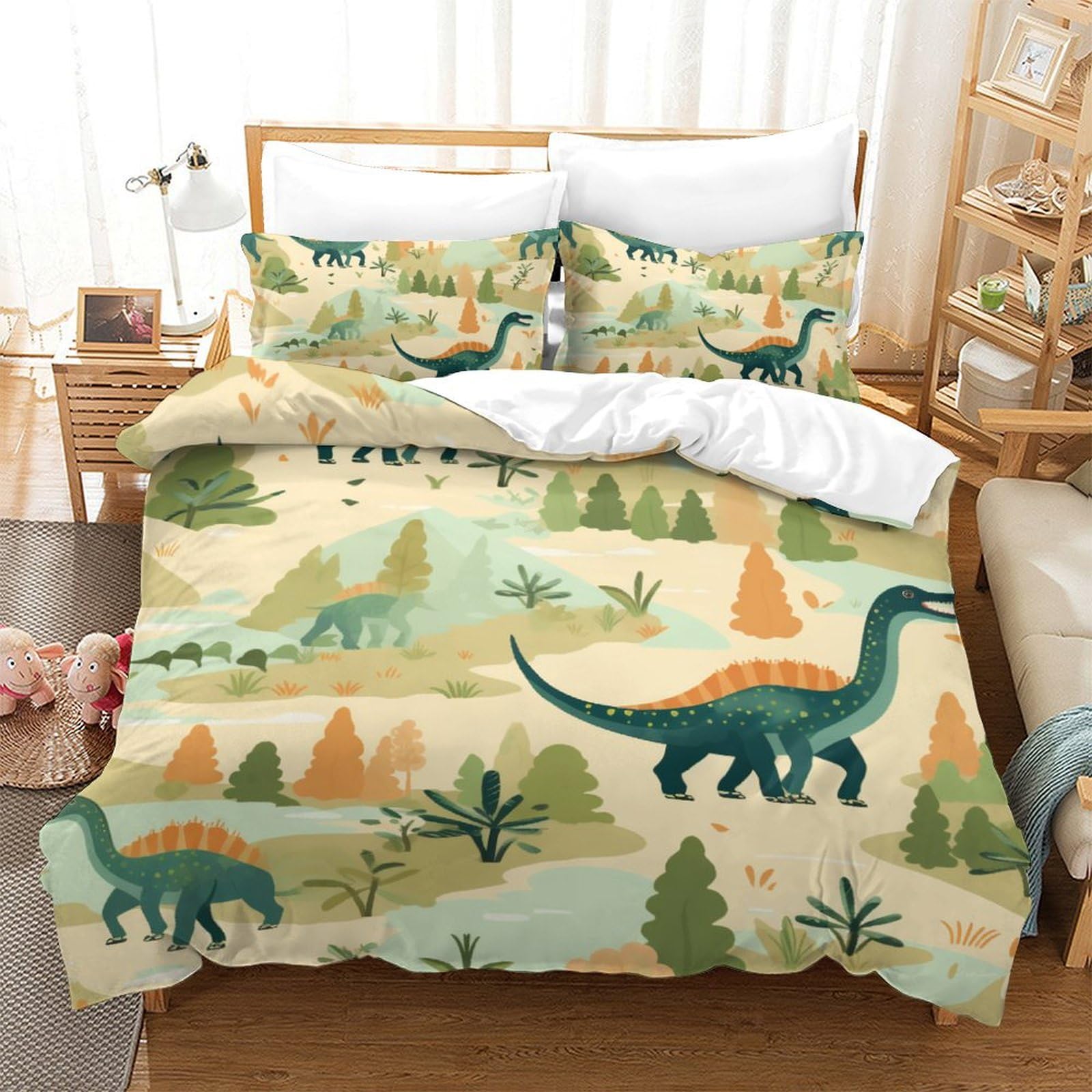 Housse de couette dinosaure 200x200 cm, le cadeau parfait pour décorer un lit d'enfant