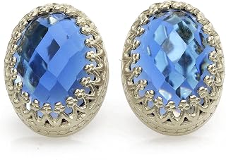 Anemone Sapphire Earrings - Sterling Silver Jewelry Earrings - Stud Statement Earrings, Birthstone Earrings, Gemstone Earrings, Vintage Earrings - Handmade Jewelry