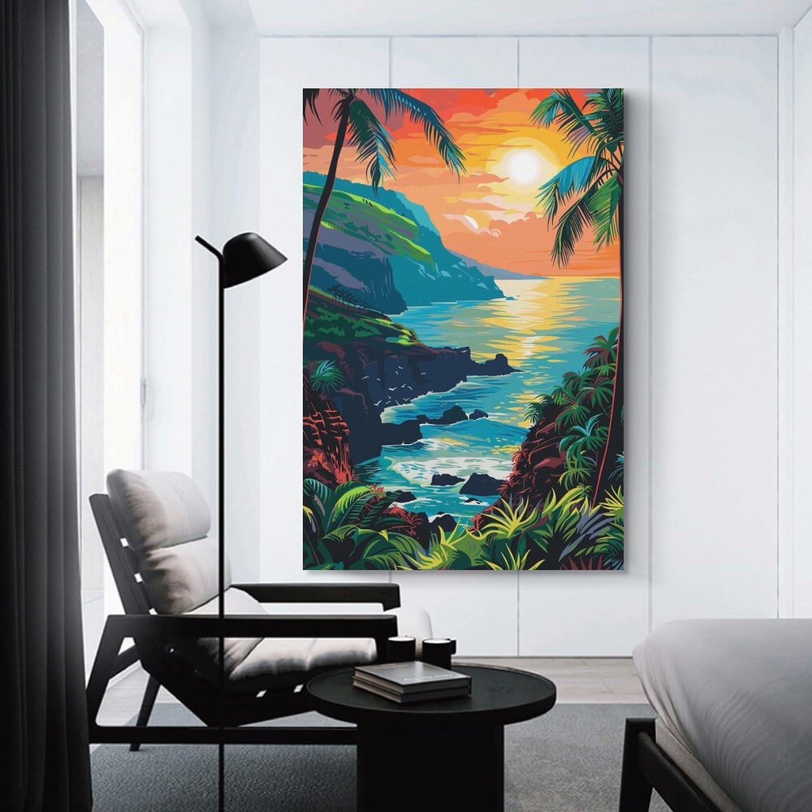 Junmoney Canvas Wall Decor Tropical Island Sunset, 20x30inch(50x75cm), for Living Room, Bedroom, Office Or Hallway, Stylish Home Artwork for Focal Walls
