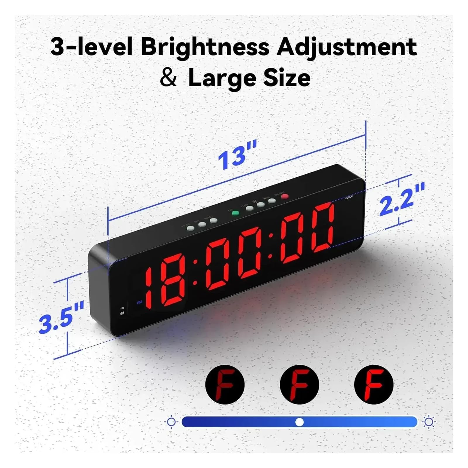 Reloj de gimnasio con control remoto, temporizador de intervalos ultraclaro de 12x 3,5 pulgadas con cuenta atrás/arriba LED for deporte Uso en múltiples escenarios