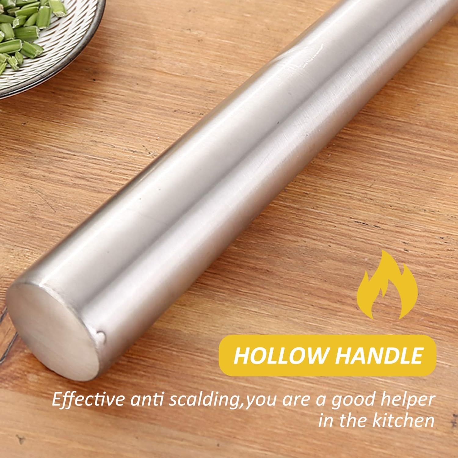 Yardwe Stainless Steel Skimmer Spoon 18 Inch Fine Mesh Oil Strainer Multi-Functional Kitchen Gadget for Frying Pasta Vegetables and More