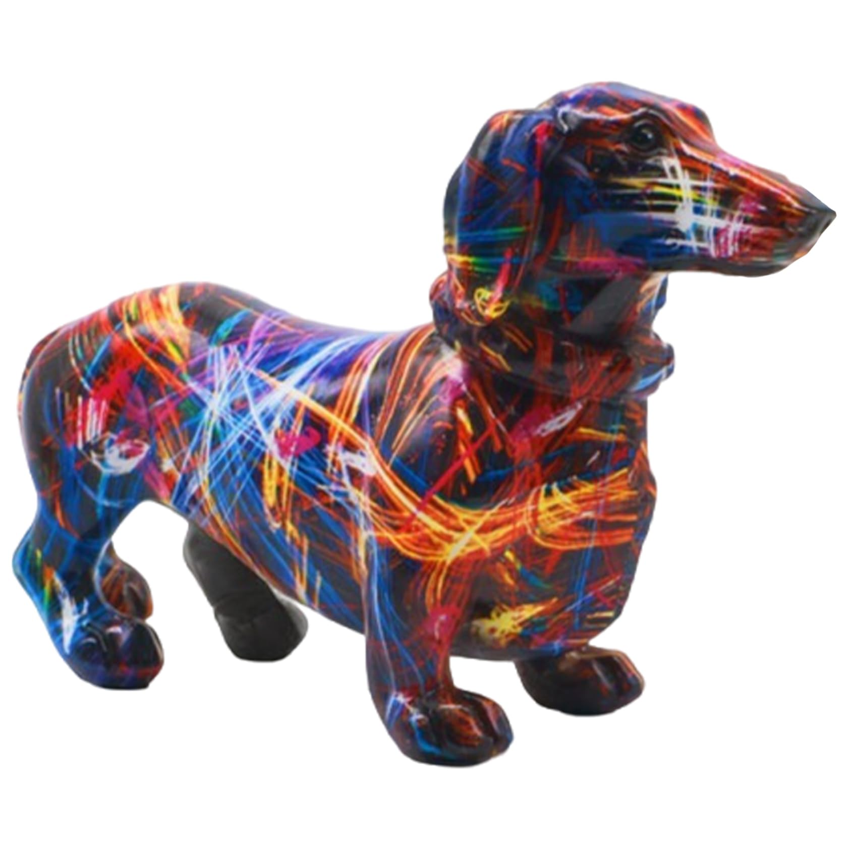 Figurines de Teckel en résine multicolore pour décoration de bureau et étagère