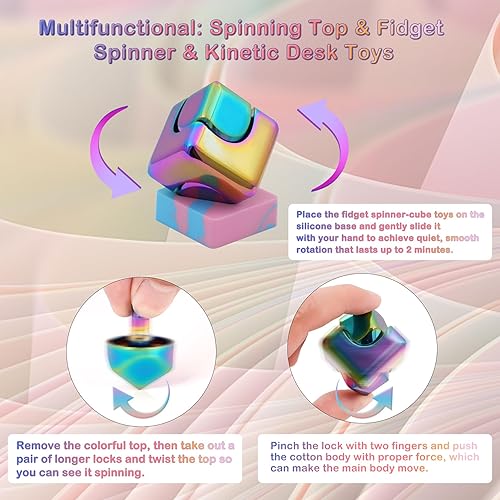 Miniatura 3 de Juguetes de escritorio, juguetes giratorios Cool-Gadgets Metal Kinetic-Desk-Toys Office EDC-Toy con base de silicona, herramientas para TDAH