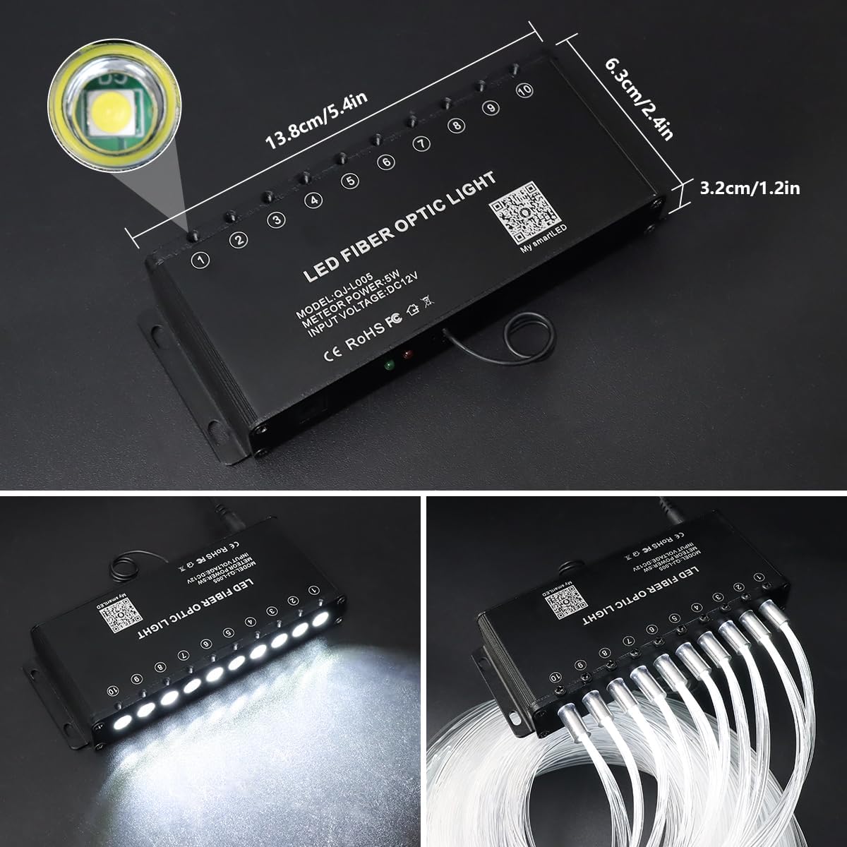 AMKI High Power 32W Twinkle 1000pcs 0.03in 13.1ft Fiber Optic Light Starlight Headliner Kit,Pure White Meteor Shooting Star 150pcs Fiber,Sound Mode Starlight Box for Car Movie Theater Home Ceiling