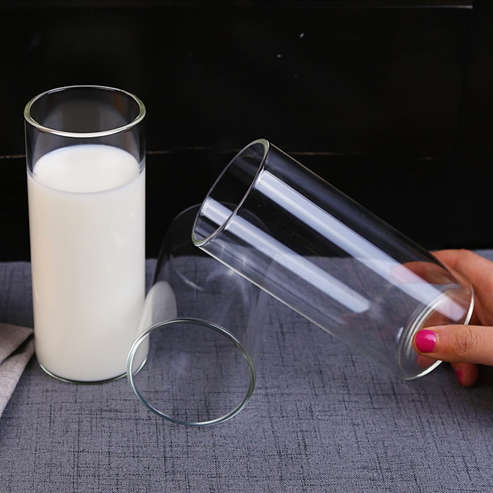 Verre a Eau Lunettes d'alcool Ménagère Borosilicate Glass Tasse ronde Jus de lait Vin Verres Verres Boire Tasse à boire transparente (2 / 4PC) Gobelet en Verre ( Capacity : 350ml , Color : 4pcs )
