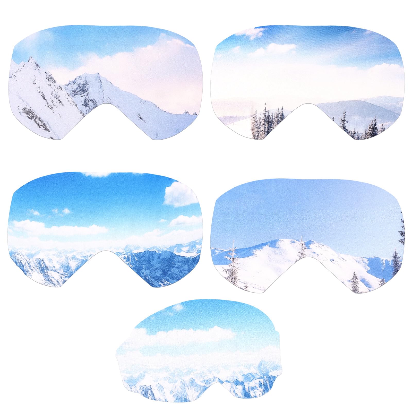 Sinbana 4pcs Ski Snowboard Goggle Cover Sleeves, 4 Snowy Mountains Patterns Polyester Ski Goggle Lens Cover Protectors for Adults Kids Travel Storage Accessories Scratch-Resistant & Dust-Resistant โ image 1