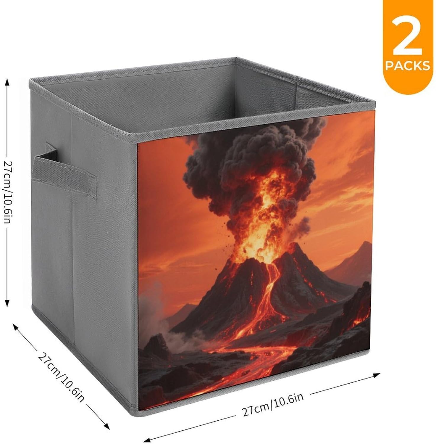 2-piece Oxford Cloth Storage Box Volcanic Eruption Printed Storage Box for Clothes/shoes Multi-purpose Wardrobe And Cabinet Storage