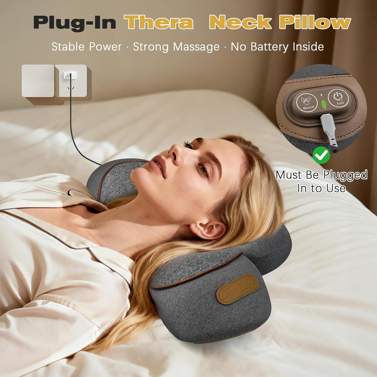 3-in-1 Neck Massager Pillow for Pain Relief, Neck Massager with Heat and Cervical Traction, Deep Tissue Massage Pillow for Shoulder & Back Comfort, Ergonomic Design for Men and Women (Deep Gray)