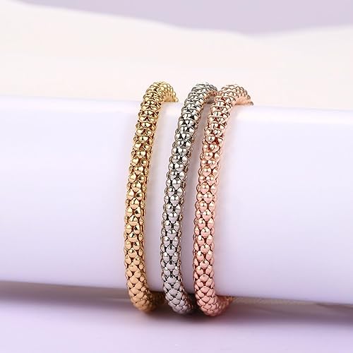 Miniatura 4 de Stretch Bracelets for Women GoldSilverRose Gold Elastic Bracelet Set for Women 3 PCS Stackable Bracelets Multilayer Charm Bracelet Valentines Day