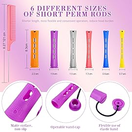 WILLBOND 72 Pieces Hair Perm Rods Set, Short Plastic Perming Rods Cold Wave Roller 6 Sizes Hair Curling Rollers with 1 Piece Steel Pintail Comb for Hairdressing Styling (Long)