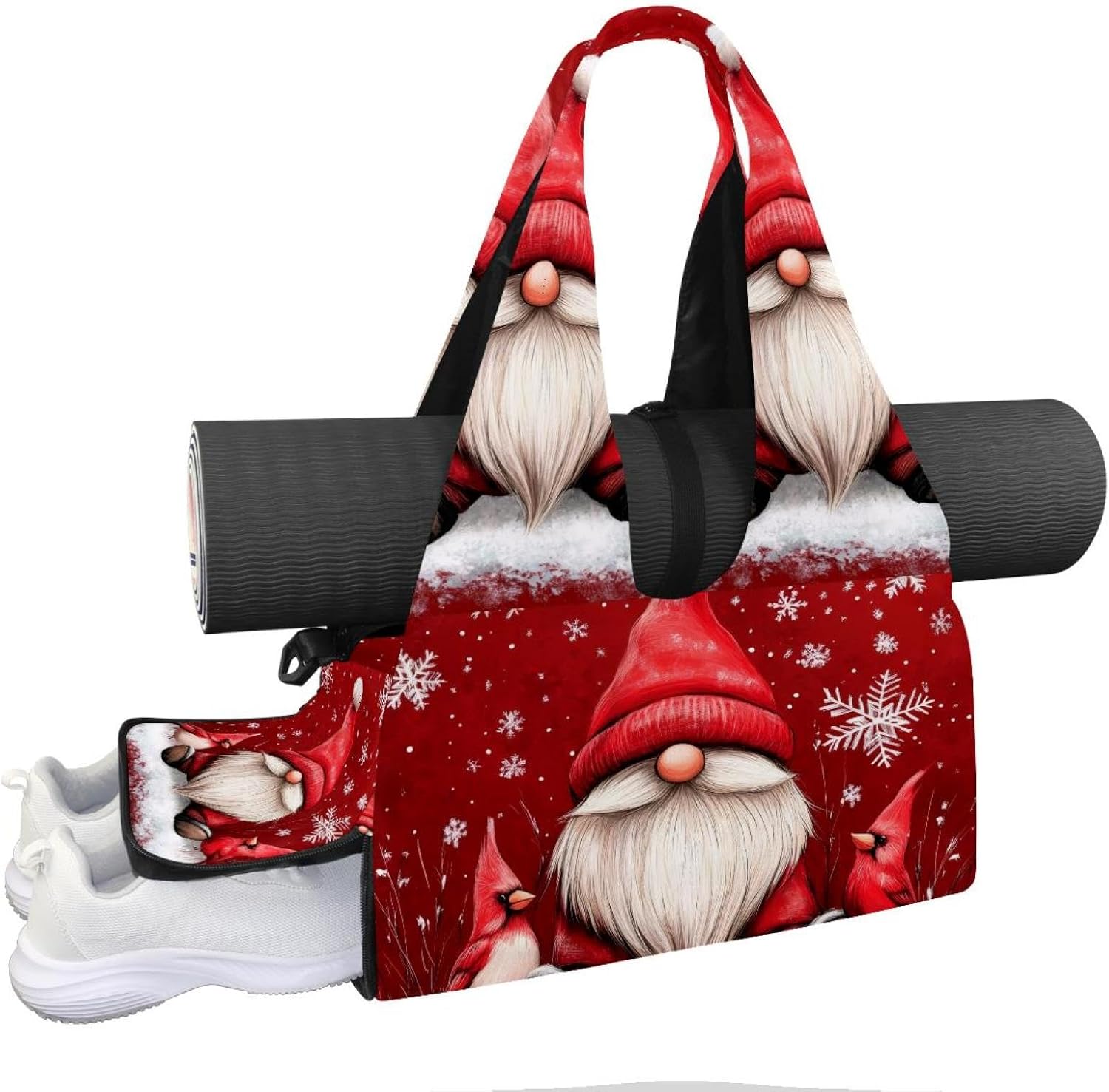 Gym Bag for Women, Butterflies Raccoon Yoga Mat Bag with Shoe Compartment, Sport Yoga Gym Bag with Yoga Strap, Carryall Yoga Tote Bag