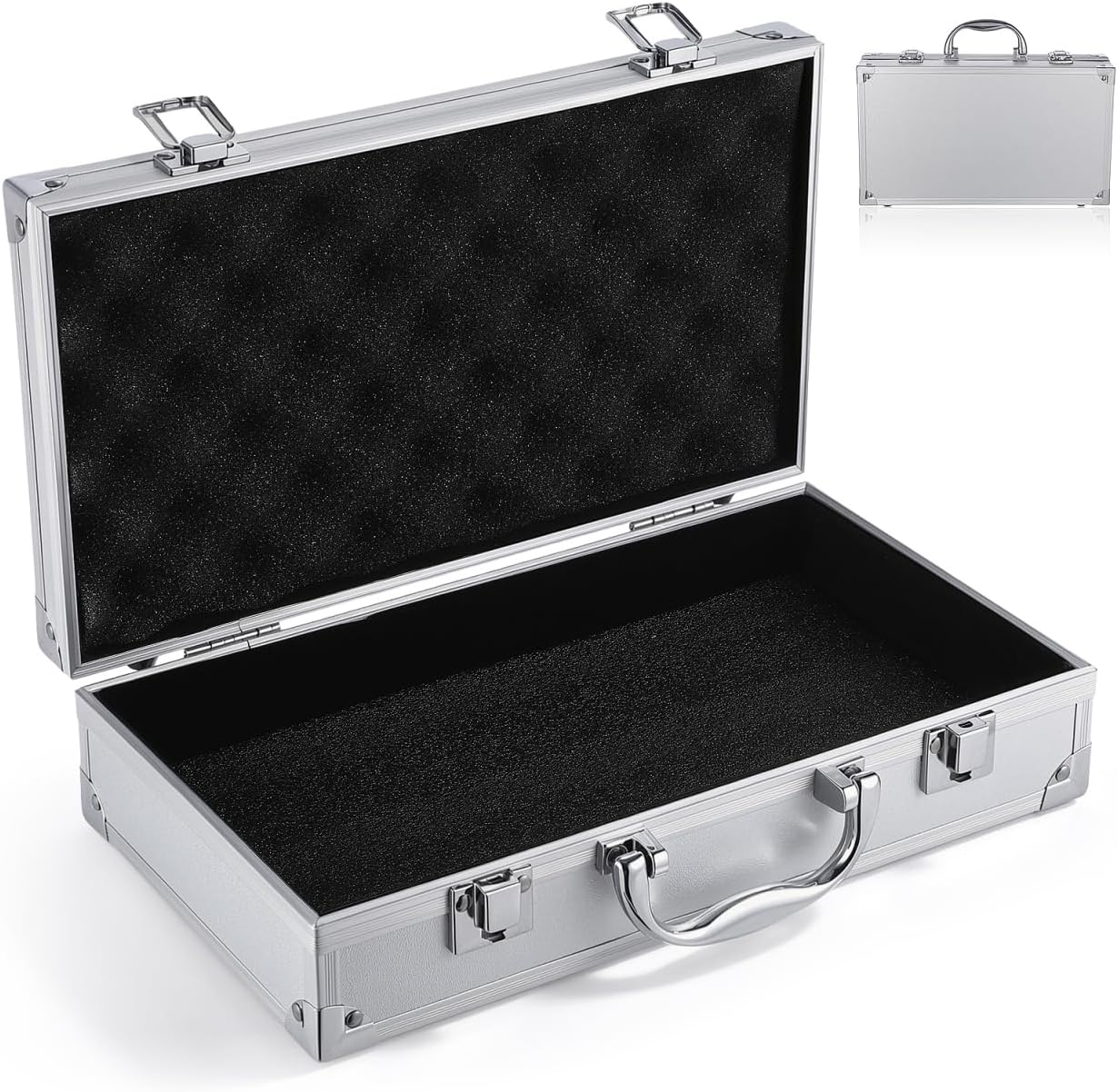 IMIKEYA Aluminum Alloy Toolbox Small Makeup Case Portable Medicine Storage Box Tools Container for Household