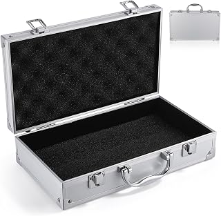 POPETPOP Aluminum Alloy Tool Box : Metal Briefcase with Lock and Handle Portable Storage Box for Tools Cosmetics Medicine Jewelry, 11.79X6.68X3.07in
