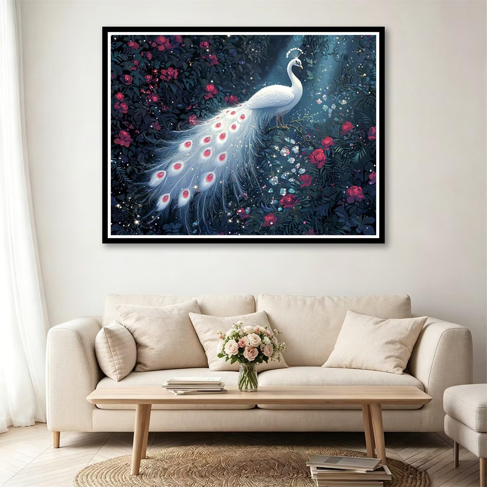Diamond Painting Pfau Bastelset Erwachsene Eckige Steine 80x60 cm T0-1133