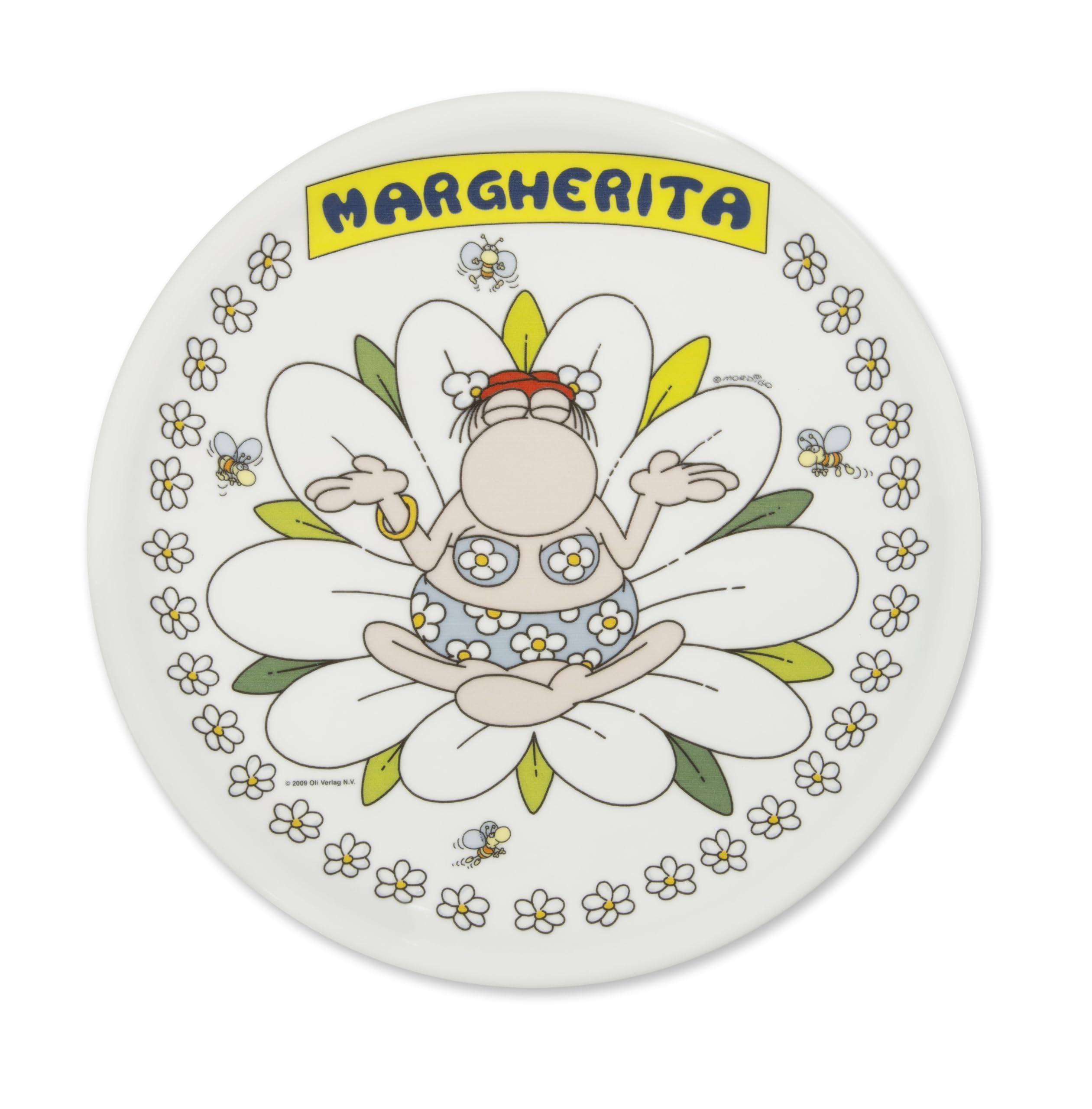 Excelsa Mordillo Set 6 Piatti Pizza in Porcellana, Decorati con Personaggi, 30,5 cm