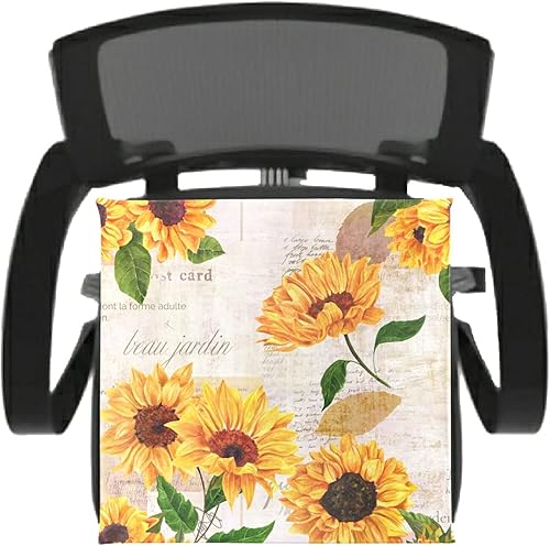 Emelivor Cojín vintage para silla de girasoles, cojín de asiento de espuma viscoelástica con almohadilla lavable para silla de cocina, silla de