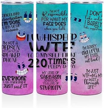 Funny Gifts Gag Gifts 20 oz Skinny Tumbler Stainless Steel Slim Insulated Tumblers Straight Tumbler Cups Coffee Mug Thermal Travel Cup with Lid, Water Glasses Sarcastic Gift for Women Friends