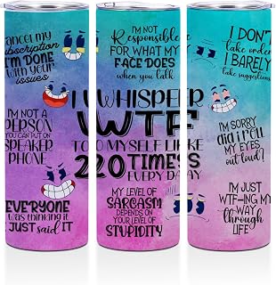 Funny Gifts Gag Gifts 20 oz Skinny Tumbler Stainless Steel Slim Insulated Tumblers Straight Tumbler Cups Coffee Mug Thermal Travel Cup with Lid, Water Glasses Sarcastic Gift for Women Friends