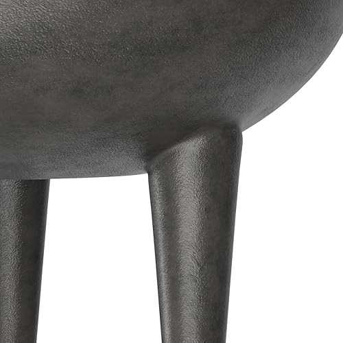 Miniatura 56 de SIMPLIHOME Morris - Mesa auxiliar de metal de aluminio fundido de 17 pulgadas de ancho en plata antigua, mesa de acento industrial con acabado en