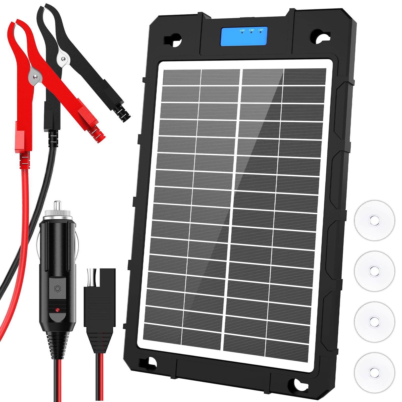 7.5W Solar Car Battery Charger, 12V Solar Panel Trickle Charger Maintainer