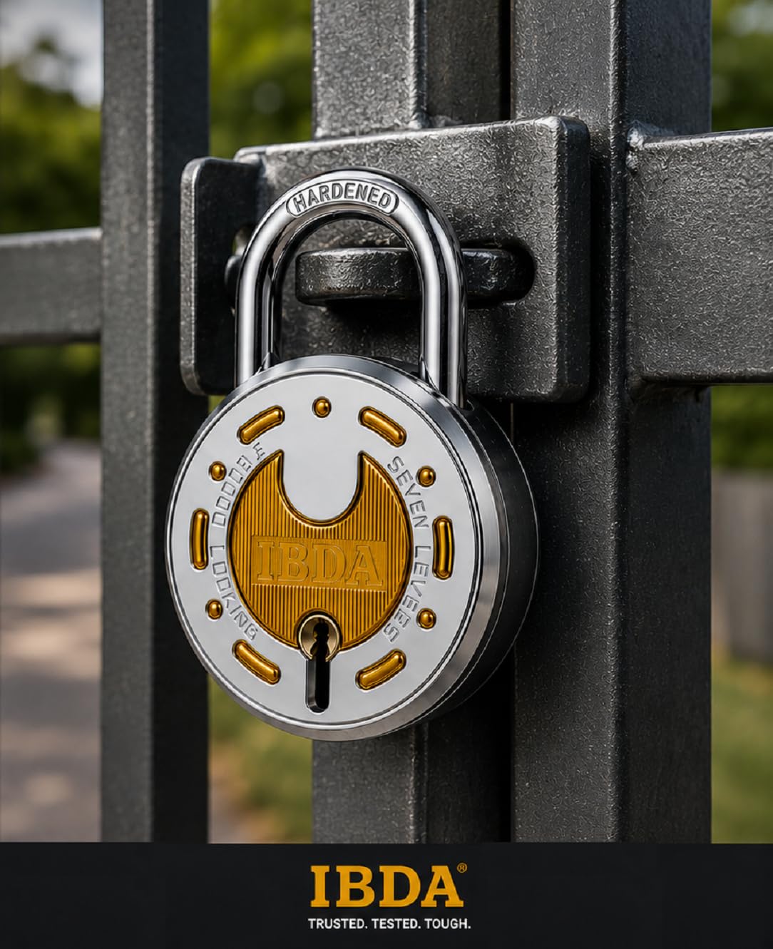 Lock and Key 65mm | Double Locking | 7 Levers' Technology | Rivetless Body Padlock | Lock for Home, Shutter, gate, Door, kadi, Channel, Chain, Shop, School, Warehouse, Flat, Outdoor-Indoor use — Amazon image 7