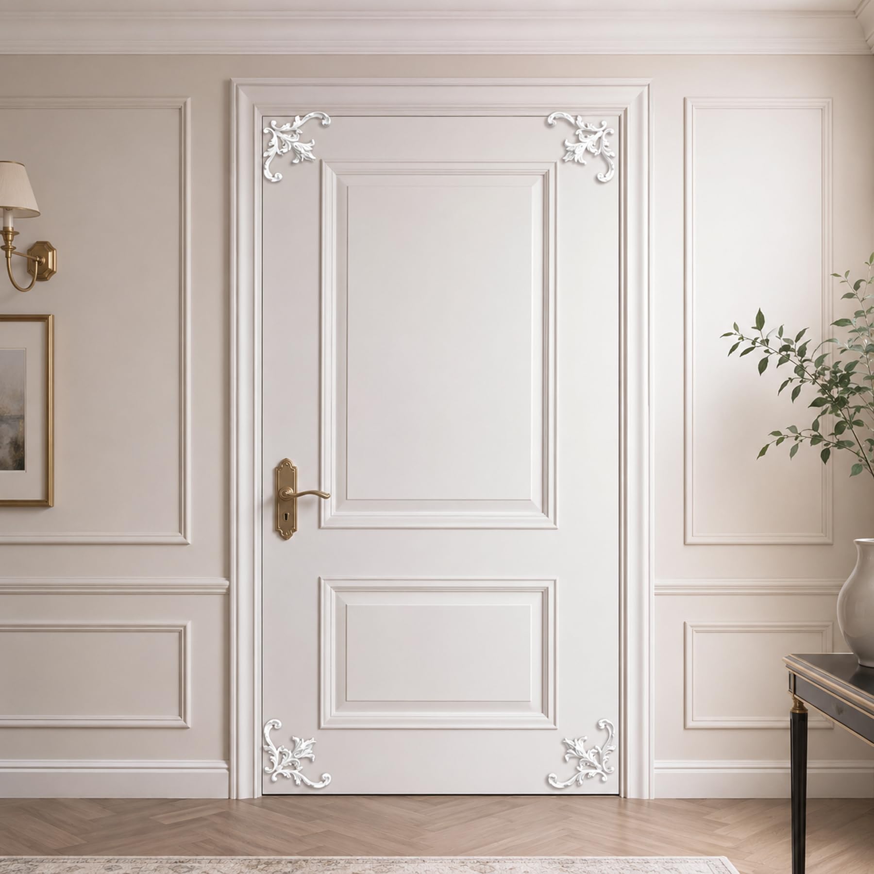 4 PCS Angolari Decorativi per Pareti E Soffitti in PU Modanature Angolari 3D con Decorazioni Floreali Profili Decorativi Verniciabili per Cornici E Angoli Elegante Finitura