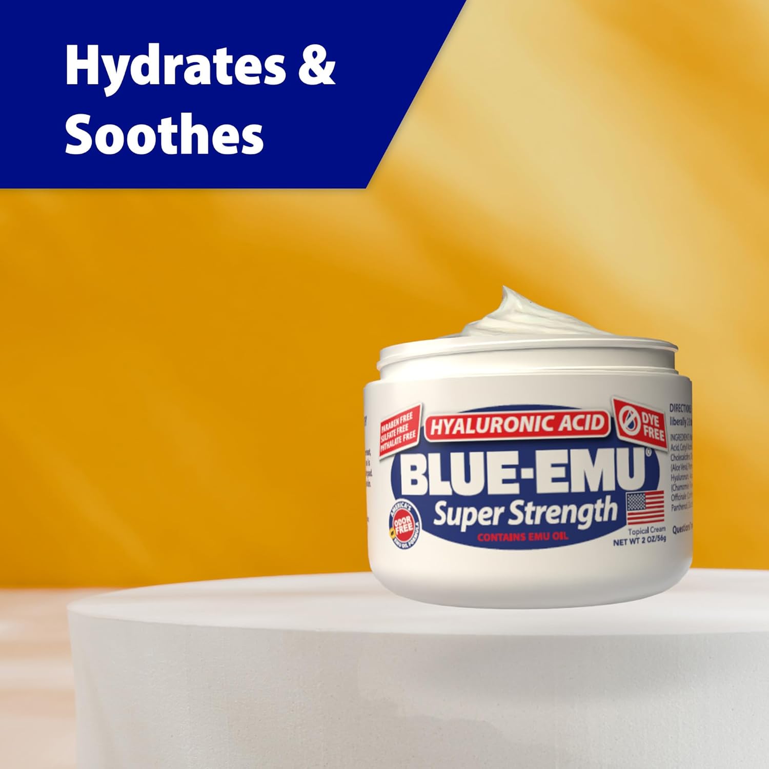 BLUE-EMU Original Super Strength Cream with Hyaluronic Acid, Deep-Penetrating Moisture for Aging Skin, 2 Oz - Image 2