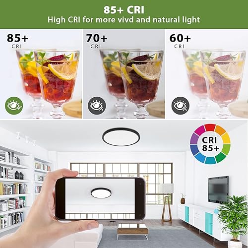 Miniatura 7 de Rezant Lámpara de techo LED de montaje empotrado de 12 pulgadas, 2400 lúmenes, luz de techo LED súper delgada, 3000 K4000 K6000 K, lámpara de techo