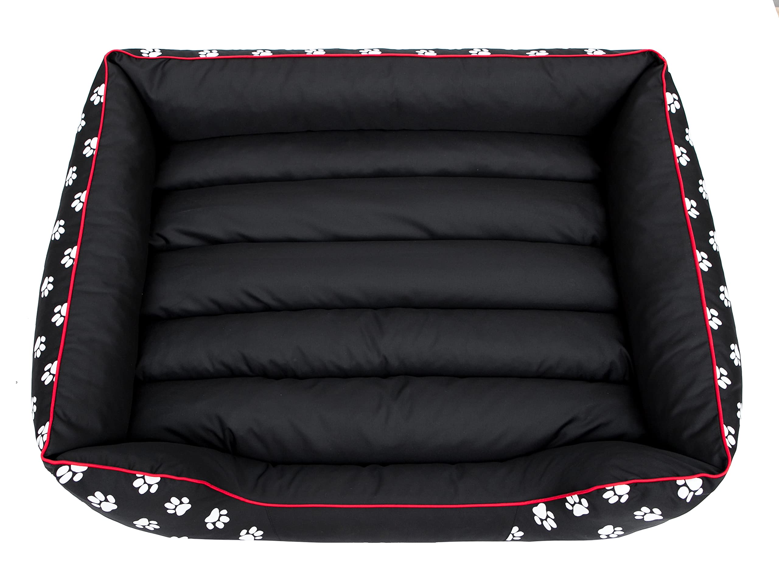 PillowPrim Cuccia per cani, cuscino per cani, cuccia per animali domestici, taglia L, 65 x 50 cm, nero con zampe