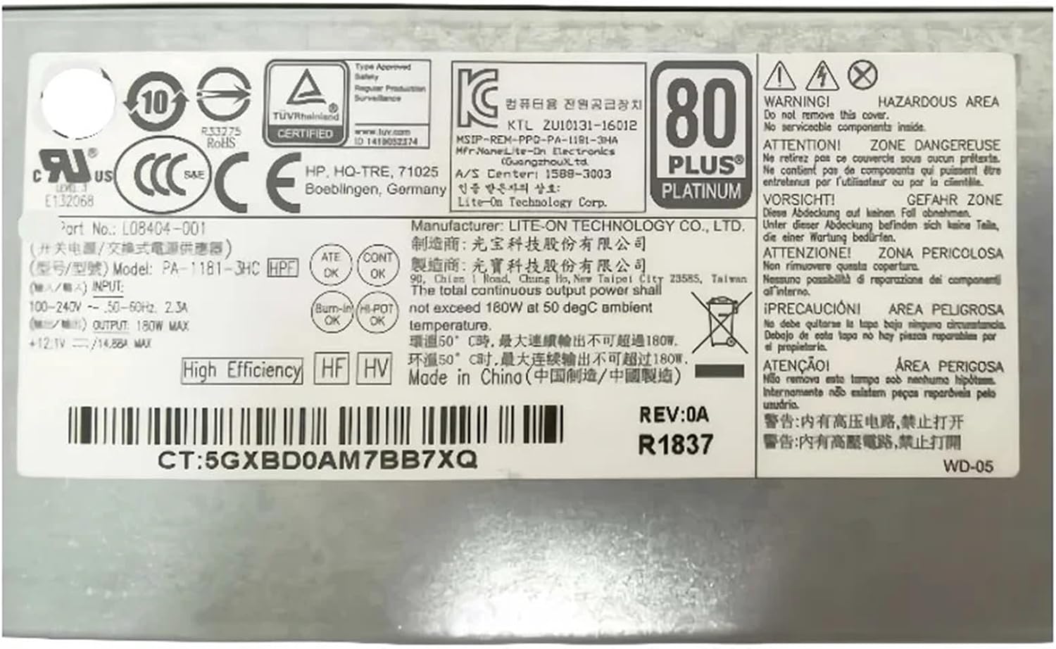 Power Supply For 600 G3 G4 SFF PA-1181-3HC LO8404-001 DPS-180AB-27 A DPS-180AB-27 B PCH019 PSU Adapter Switch