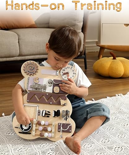 Miniatura 6 de Keeygo Montessori Bear - Tabla de actividades sensoriales para habilidades motoras finas, juguete de viaje en avión, tren y automóvil para el