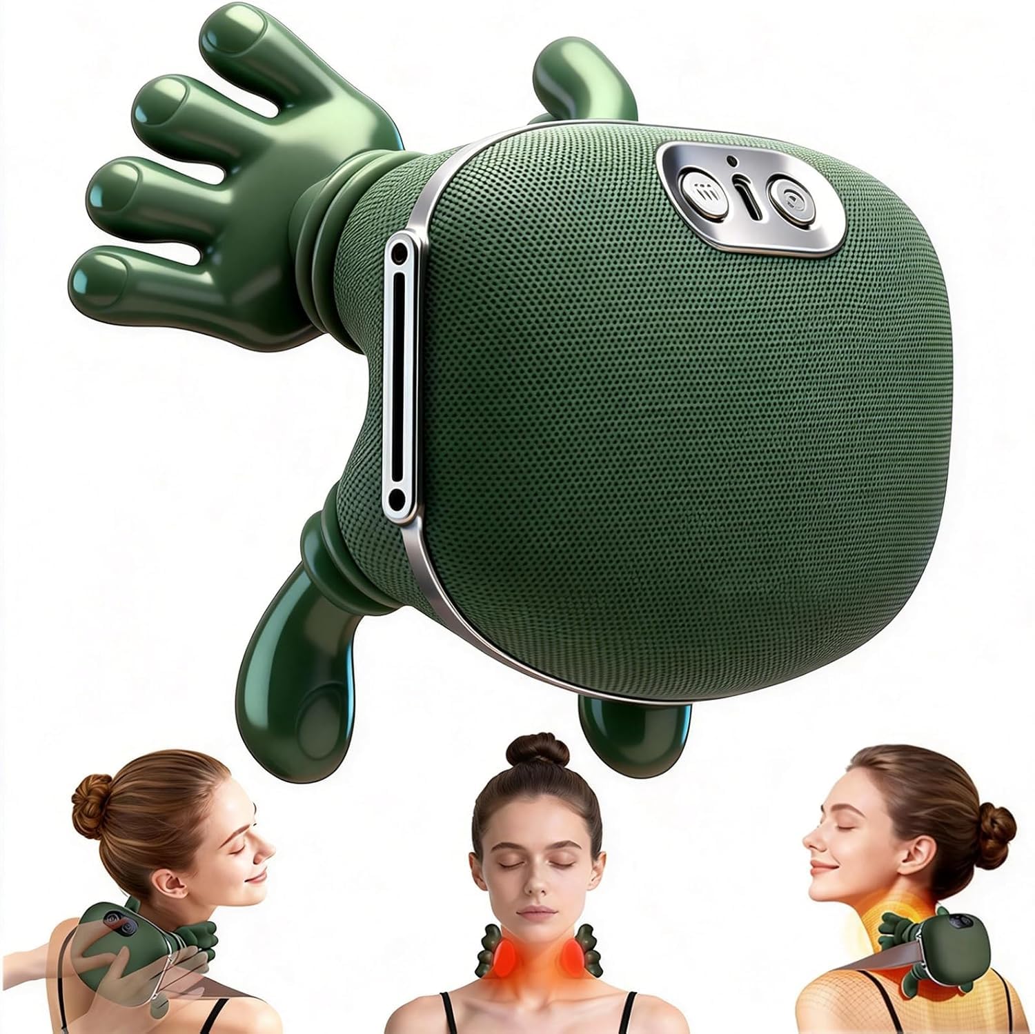 Photo 1 of Neck and Back Massager with Fingers & Heat - for Pain Relief Deep Tissue, Real Touch Portable Electric Bionic Hand Shiatsu Cervical Head & Shoulder Massager Pillow for Muscle Relaxation, Gifts