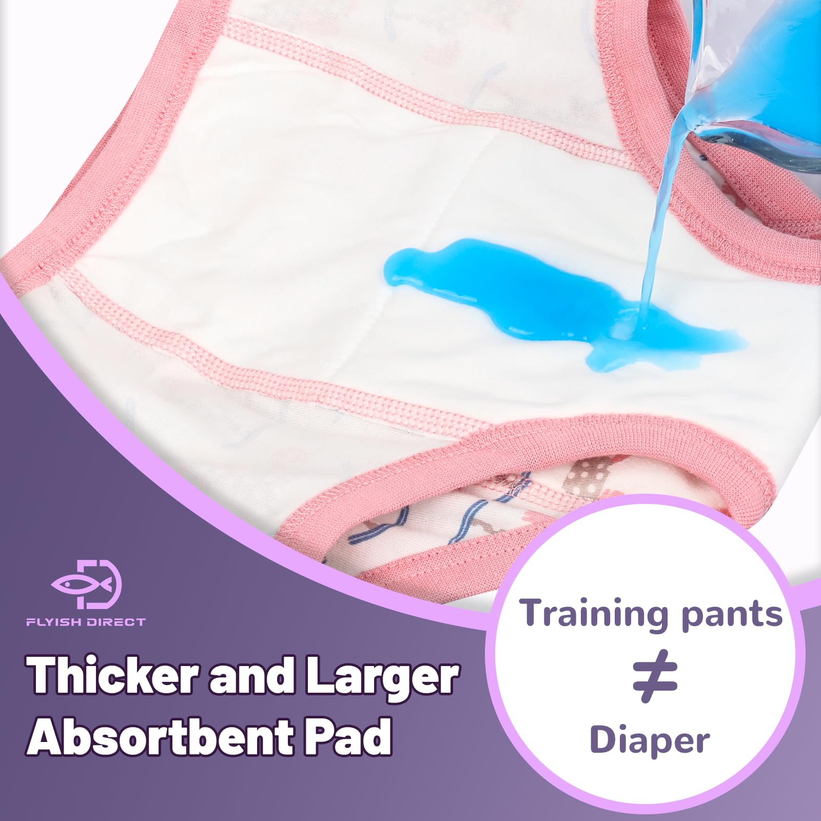 FLYISH DIRECT Potty Training Pants Girls 100% Cotton, 6 Packs Absorbent Potty Training Underwear for Girls and Boys, Reusable Training Pants for Toddlers, Mix Purple, 9 Years — view 29