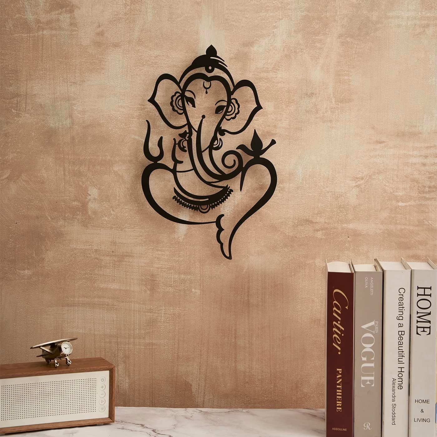DecorTwist® Metal Black Lord Ganesha Wall Art Showpiece Perfect Decoration for Home Office Wall Decor Living Room Bedroom Ideal Gifts Item