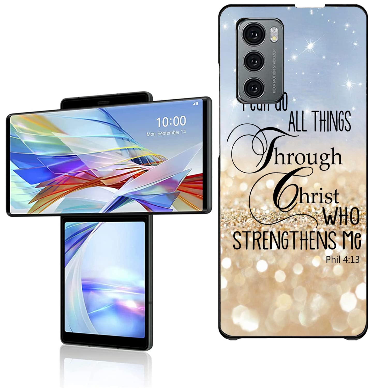 HTTYYTRYT Slim Case for LG Wing 5G, for LG Wing 5G Phone Case, Ultra Thin Shock-Proof Hard PC Scratch Resistant Non-Slip Case, Suitable for LG Wing 5G 6.8 inch, Quotes Bible Verse Phil 4-13