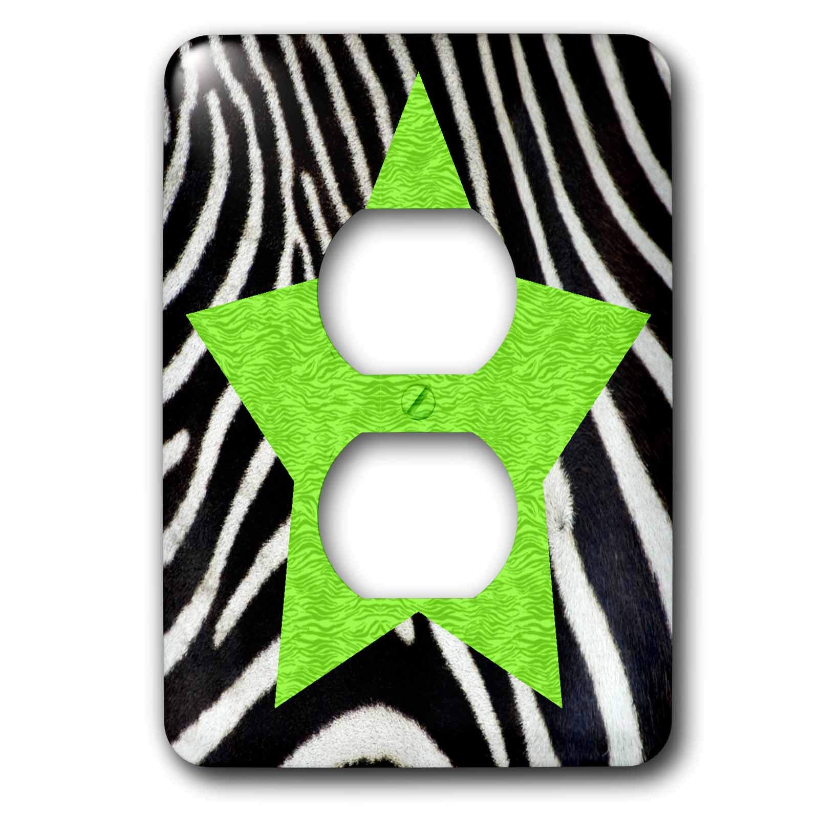 Zèbre punk rockabilly rayures vert étoile 3dRose lsp_20387_6 interrupteur
