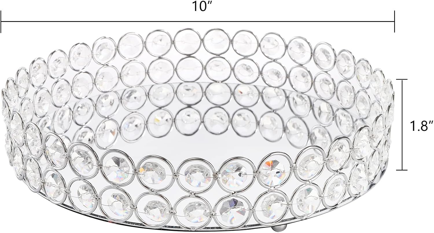 Hedume Mirrored Crystal Vanity Tray, 10 Inches Crystal Cosmetic Makeup Tray, Ornate Decorative Tray for Perfume, Jewelry and Makeup - Image 4