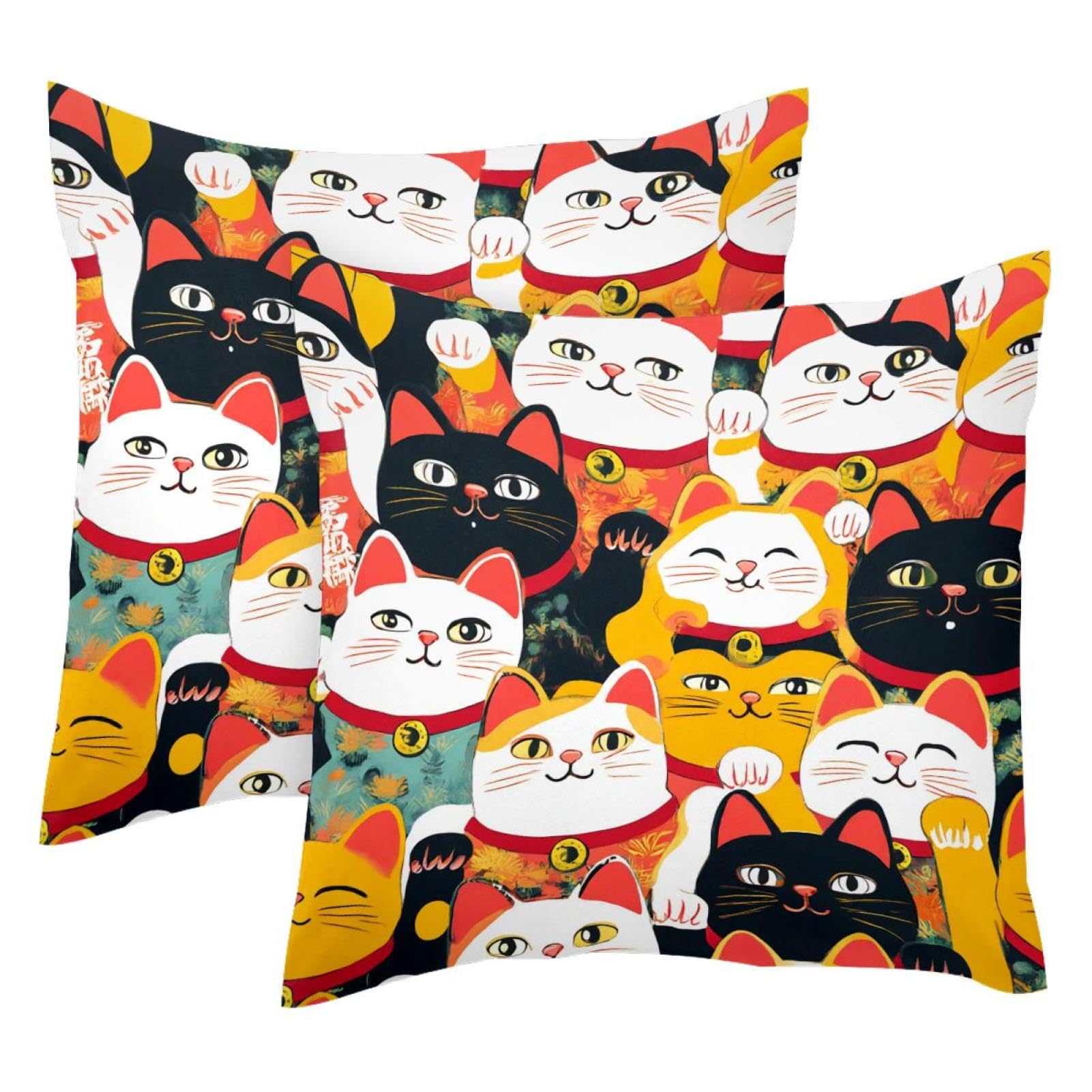 Fundas de cojín de terciopelo de alta gama con impresión felina de doble cara