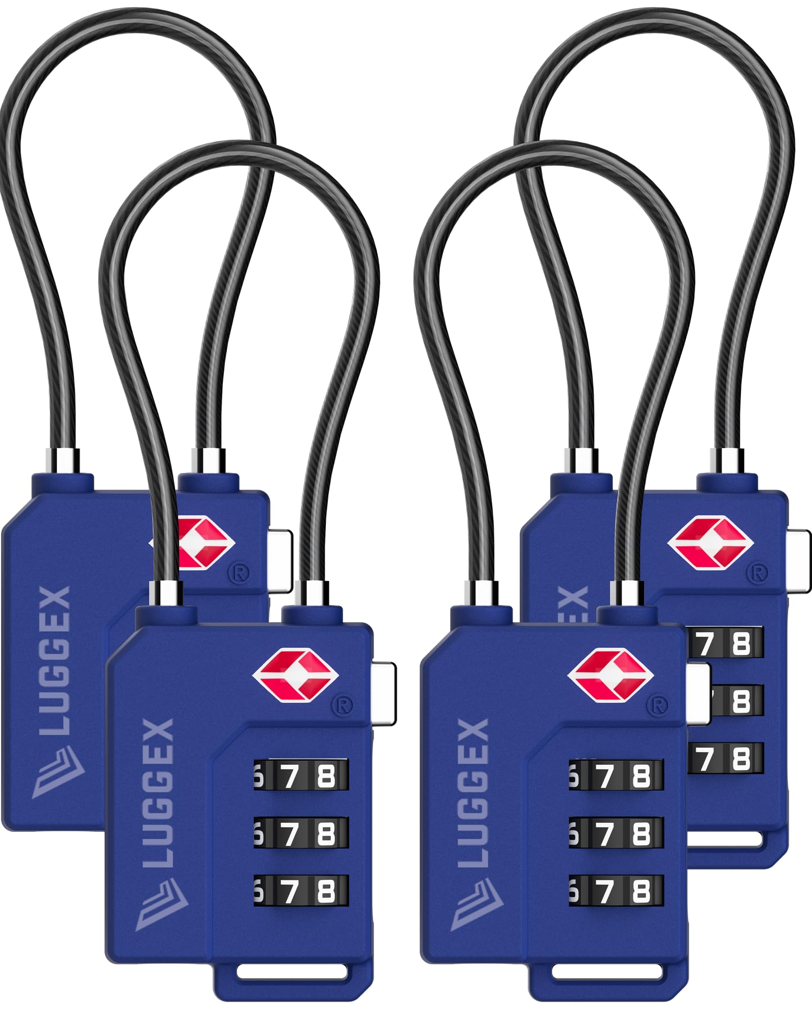 LUGGEX TSA Locks for Luggage, Suitcase Locks TSA Approved, Luggage Locks, Ease of Use & Durable(Blue,4 Pack)