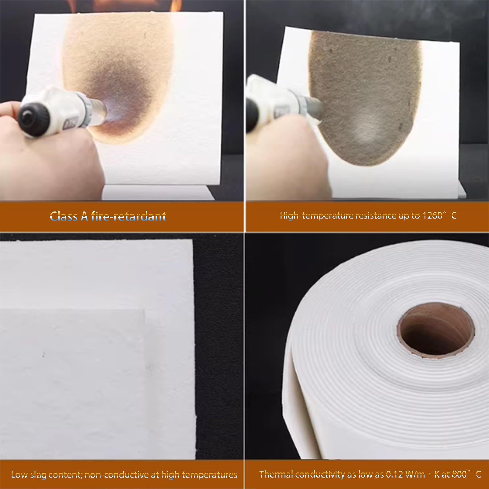 manta aislante de fibra cerámica Papel de Fibra Cerámica Blanco 0,61x1 m 1-10 mm for Estufas de Leña Forjas Hornos(10MM)